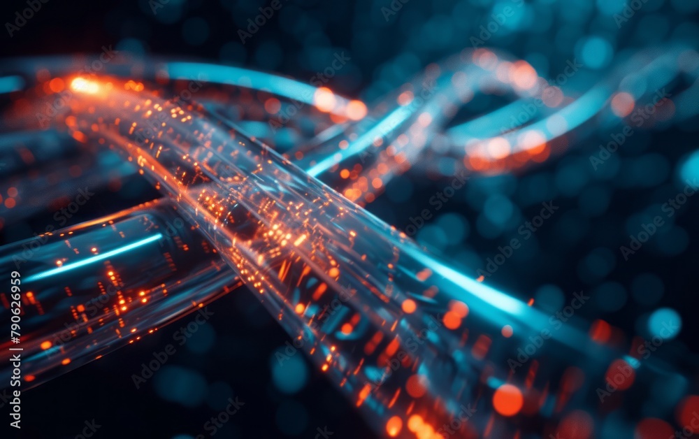 Poster abstract digital background from rounded colored lines. information flow space. big data visualizati