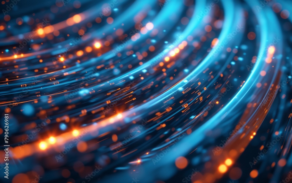 Fototapete abstract digital background from rounded colored lines. information flow space. big data visualizati