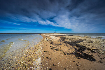 Pebble beach at the Sorve Lighthouse in Saaremma, Estonia