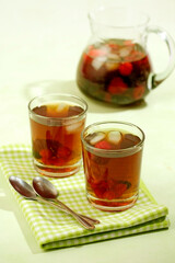 Cold tea with berries.