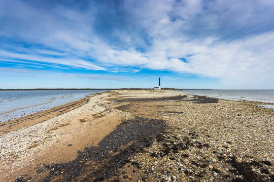 Pebble beach at the Sorve Lighthouse in Saaremma, Estonia