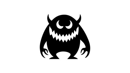 black and white shape of a angry monster tatoo
