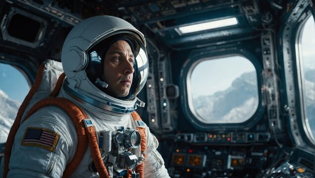 male astronaut in a rocket