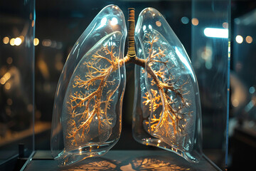 Crisp, clear image illuminating the inner workings of the human respiratory system's lungs.