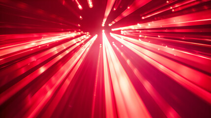 abstract red background with bokeh defocused lights and rays ,Digital science futuristic technology light rays stripes lines with red light background