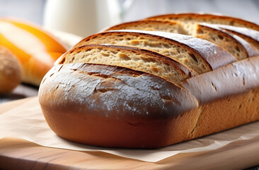 буханка свежего хлеба крупным планом