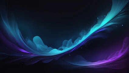 Dark and mysterious abstract background with a gradient of deep blue, teal, and purple shades, accented with glowing highlights.