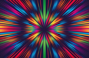 Bright abstract pop art background - rainbow colored rays on a dark background. Concept retail.