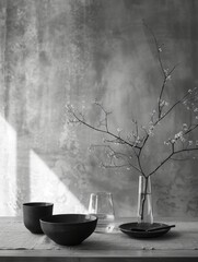 A minimalist table arrangement, capturing the essence of simplicity.