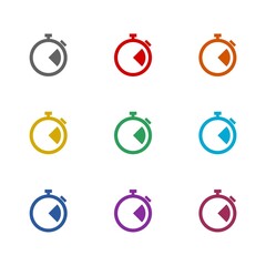 Stopwatch  icon isolated on white background. Set icons colorful