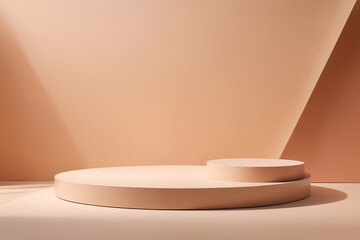 abstract 3d podium render in beige background. product display podium and business concept. 