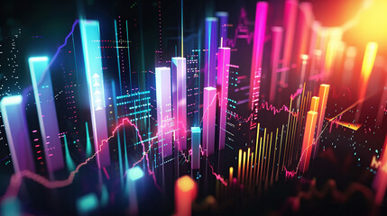 Generative AI, stock market chart lines, financial graph on technology abstract background represent financial crisis, financial meltdown. Technology concept, trading market concept.