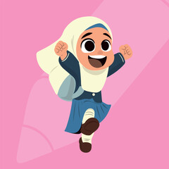 hijab student little girl jump