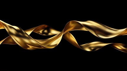 Gold ribbon wave on black background