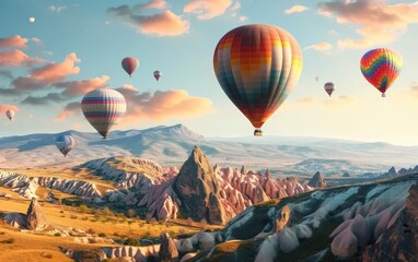 Mesmerizing Skies: Hot Air Balloons Soaring Over Cappadocia's Breathtaking Landscape