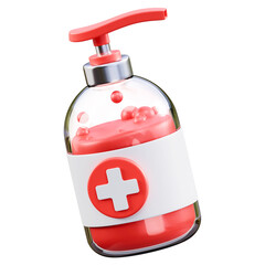 3D rendered medical hand soap dispenser with red cross