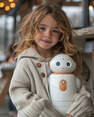 Advanced AI daycare, nurturing future generations with technology and care, interactive learning 
