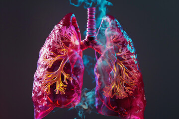 Sharp, high-resolution image offering a detailed exploration of human lung anatomy. - obrazy, fototapety, plakaty