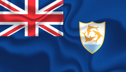 Anguilla national flag in the wind illustration image