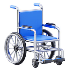 Blue wheelchair isolated on white, 3D rendering