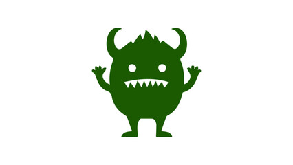 green shape of a sad monster with horns