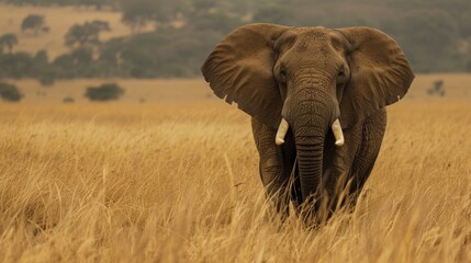 One elephant stands alone, a leader among the wilderness, epitomizing the strength found in embracing one's unique identity.