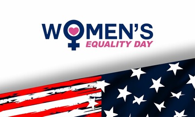 Women's Equality Day in United States. Female holiday, celebrated annually in August 26. Women right history month. Feminism concept. Poster, greeting card, banner and background. Vector illustration