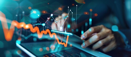 Close up Businessman using mobile smartphone and icon network connection data analysis and planning of business.