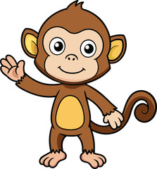 Cute monkey waving cartoon vector
