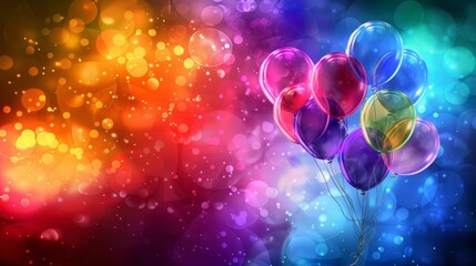 Bunch of colorful balloons on abstract background 