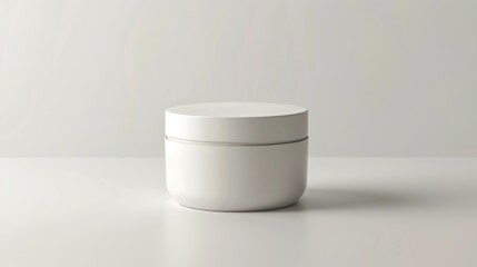 cosmetic container, a packshot of a skincare jar, white on white background, front view 