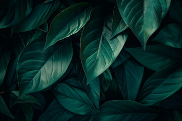 Detailed Botanical Design, Close-Up of Lush Green Leaves - obrazy, fototapety, plakaty