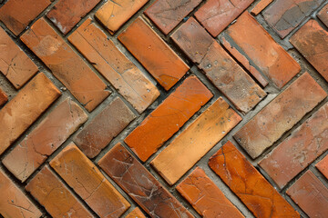 Terracotta Herringbone Pattern, Close-Up Texture Background