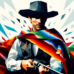 ウエスタンの男性の多角形イラスト