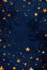 Naklejka premium Golden metallic stars on dark blue background in elegant design