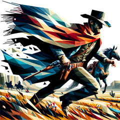 ウエスタンの男性の多角形イラスト