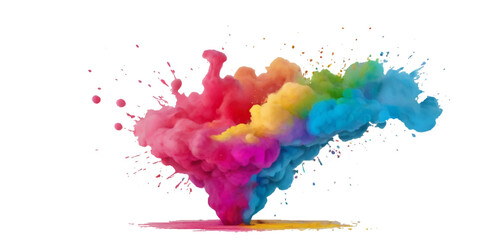 Vector abstract colorful rainbow holi paint and colorful cloud smoke powder explosion isolated on transparent wide panorama background.