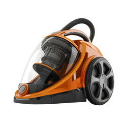 3d render of an orange vacuum cleaner