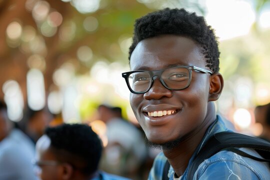 knowledge, education and people concept - happy smiling young man in glasses reading book over office background. Beautiful simple AI generated image in 4K, unique.