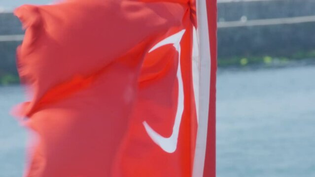 turkish flag in the wind