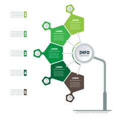 Infographic with 5 steps. An advertising stand for an innovative exhibition.