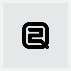 Q2 - Minimal elegant logo. Trendy logo. 2Q - logotype or icon. Logo based on letters Q and number 2 (two).