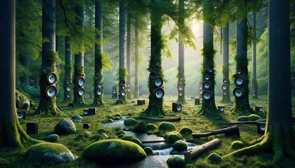 森の中のスピーカー