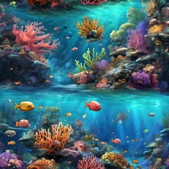 Fototapeta na wymiar Enchanting Underwater Paradise: Vibrant Coral Reefs and Exotic Marine Life