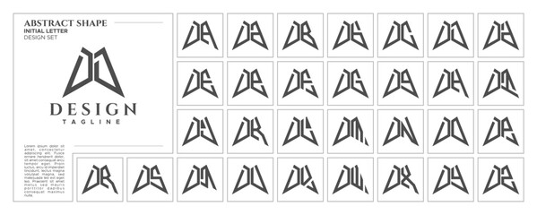 Flat line sharp abstract shape letter D DD logo stamp set - obrazy, fototapety, plakaty