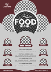 A classy template for designing restaurant menus. Design of a food and drink menu flyer layout. Vector illustration
