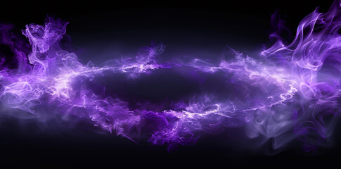 Digital art of a purple smoke ring on a black background.