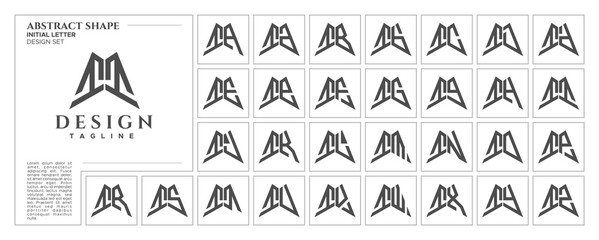 Flat line sharp abstract shape letter I II logo stamp set - obrazy, fototapety, plakaty