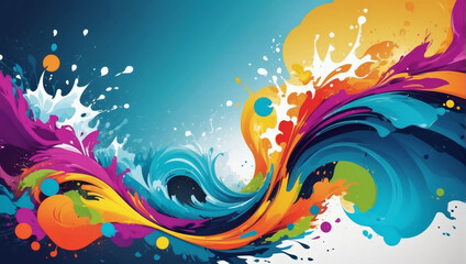 Fototapeta na wymiar Stylish abstract wallpaper with cool waves of vibrant colors merging into artistic splashes.