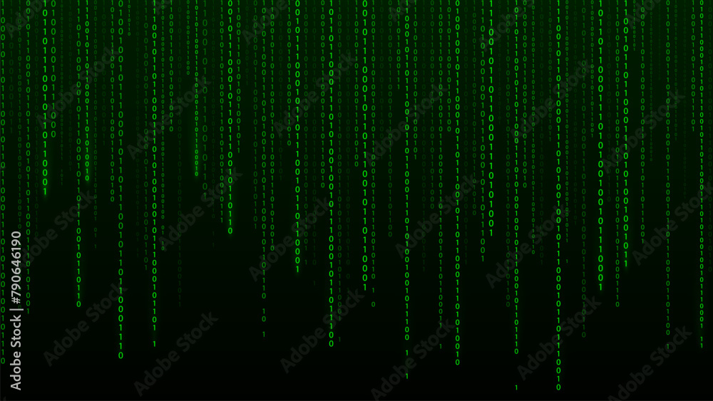 Aufkleber digital green matrix. binary code. encoded vector illustration.